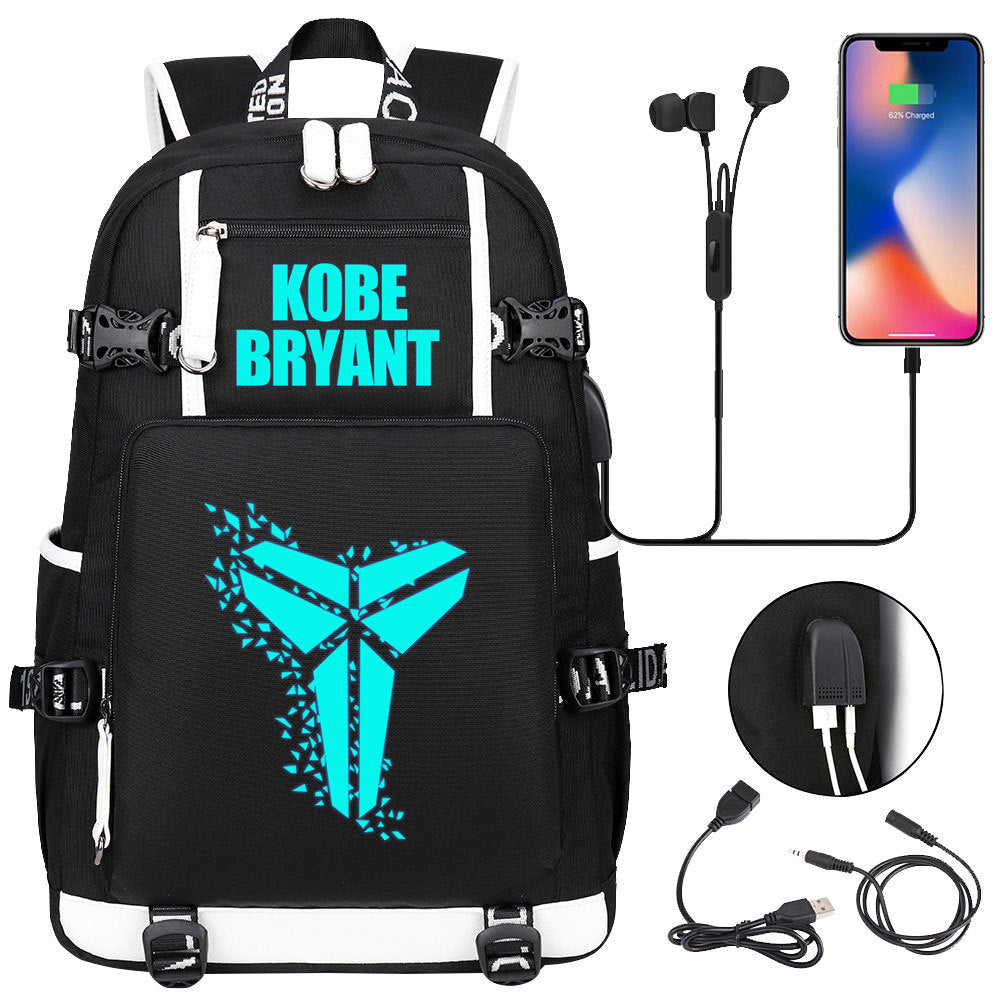 Kobe Basketball Black Mamba  USB Charging Backpack School Notebook Travel Bags