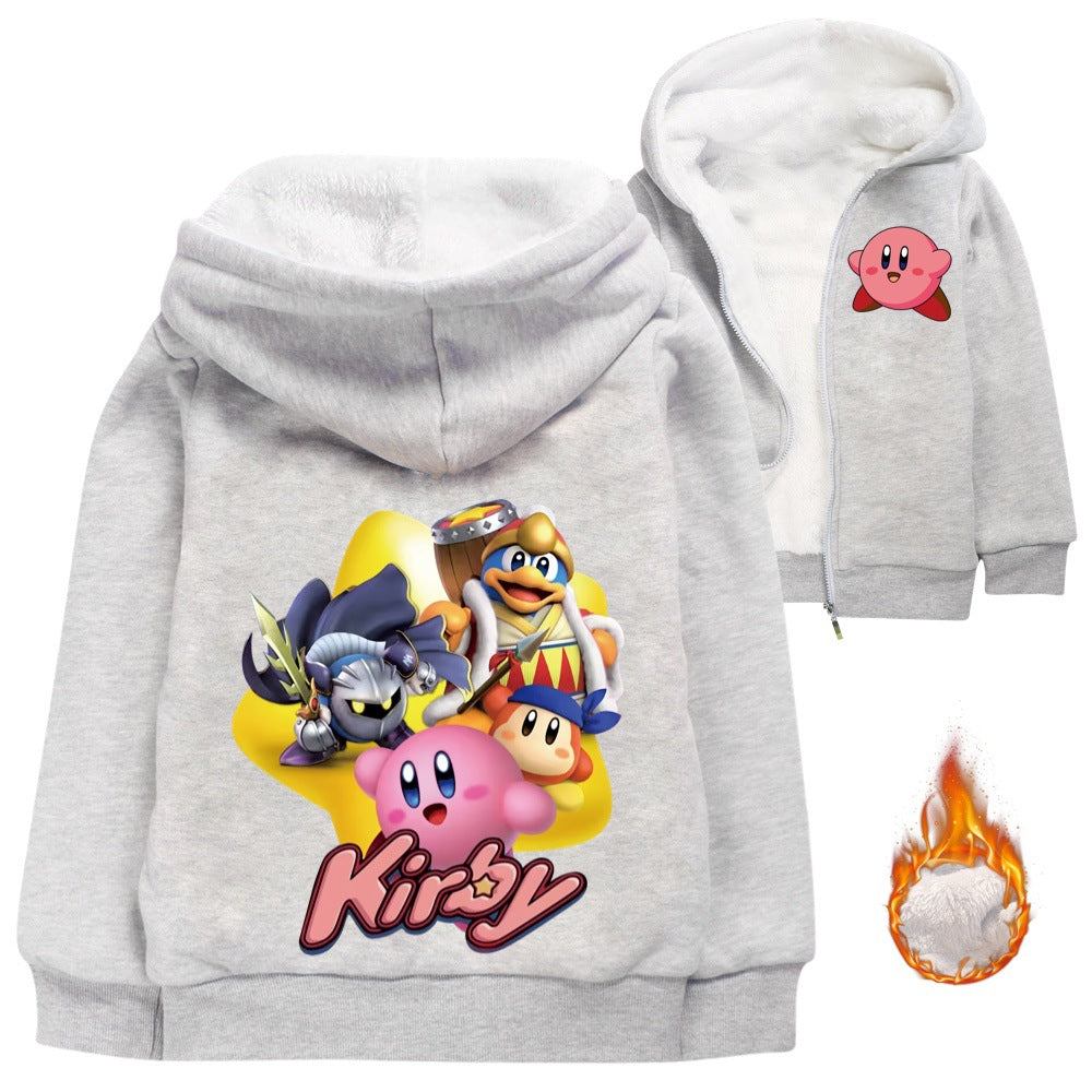 Kirby Sherpa Lined Hoodie Fleece Sweatshirt Full Zip Hooded Jacket for Kids