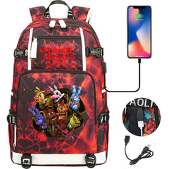 Five Nights At Freddys USB Charging Backpack School Notebook Travel Bags