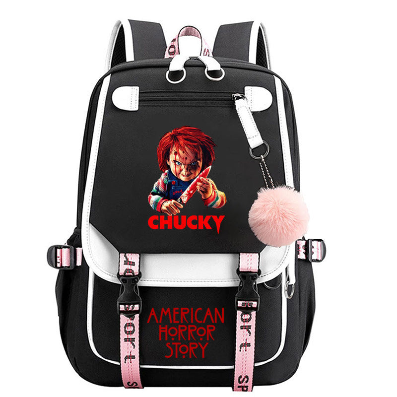 Childs play Chucky Back Waterproof Backpack School Notebook Travel Bags USB Charging