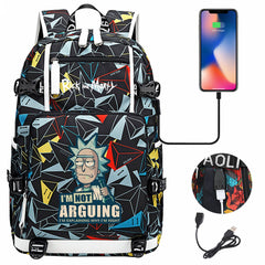 Rick And Morty USB Charging Backpack School Notebook Travel Bags