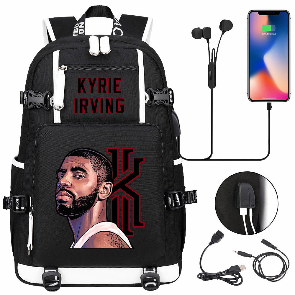 Boston Basketball Irving Celtics USB Charging Backpack School Notebook Travel Bags