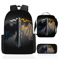 Game of Thrones Full Printed Backpack Schoolbag Travel Notebook Bag Lunch Bag Pencil Bag for Kids Students 3PCS