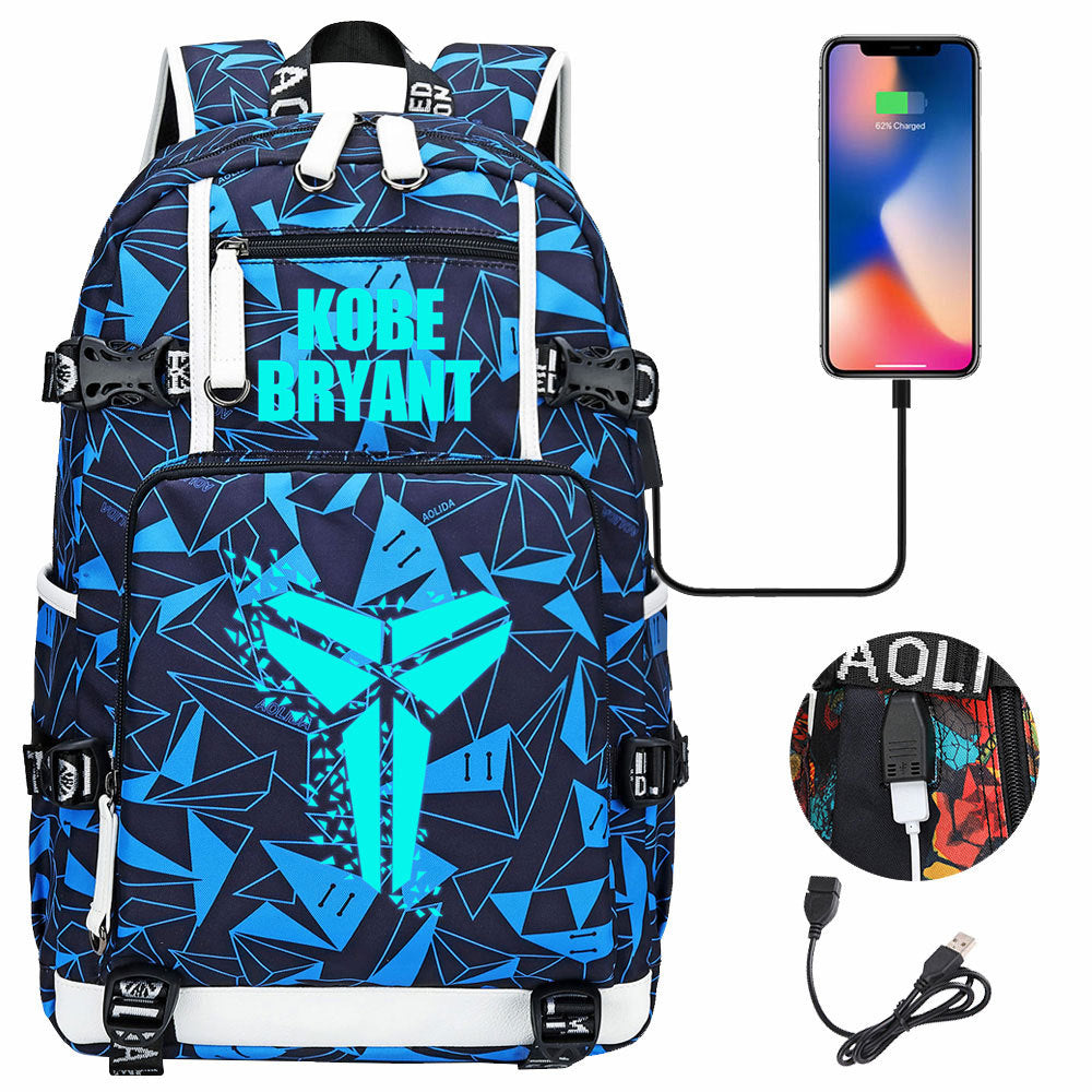 Kobe Basketball Black Mamba  USB Charging Backpack School Notebook Travel Bags