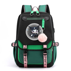 Kuromi Waterproof Backpack School Notebook Travel Bags USB Charging