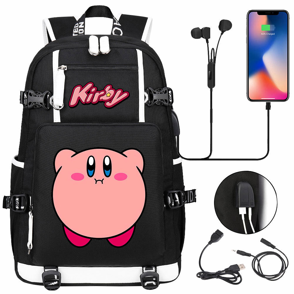 Kirby USB Charging Backpack School Notebook Travel Bags