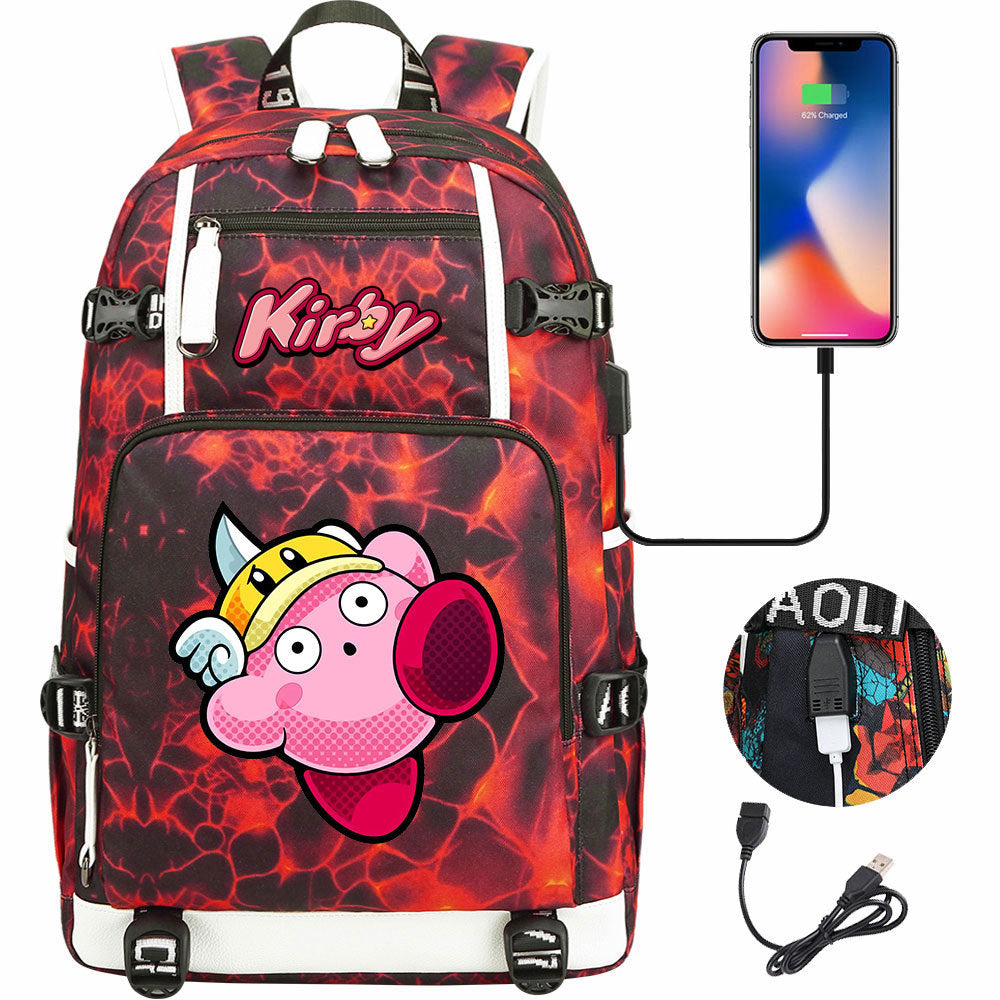 Kirby USB Charging Backpack School Notebook Travel Bags