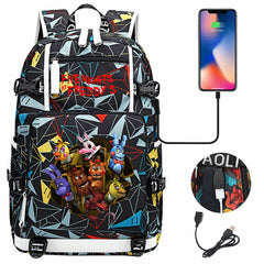 Five Nights At Freddys USB Charging Backpack School Notebook Travel Bags