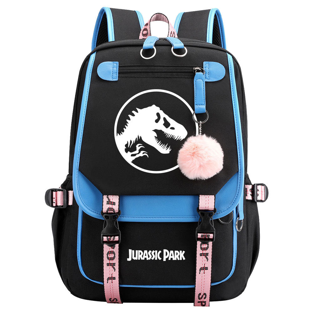 Jurassic World Dinosaur Park Waterproof Backpack School Notebook Travel Bags USB Charging