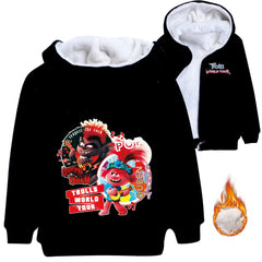 Trolls World Tour Sherpa Lined Hoodie Fleece Sweatshirt Full Zip Hooded Jacket for Kids