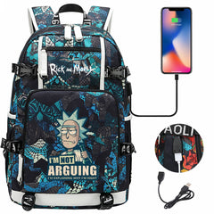 Rick And Morty USB Charging Backpack School Notebook Travel Bags