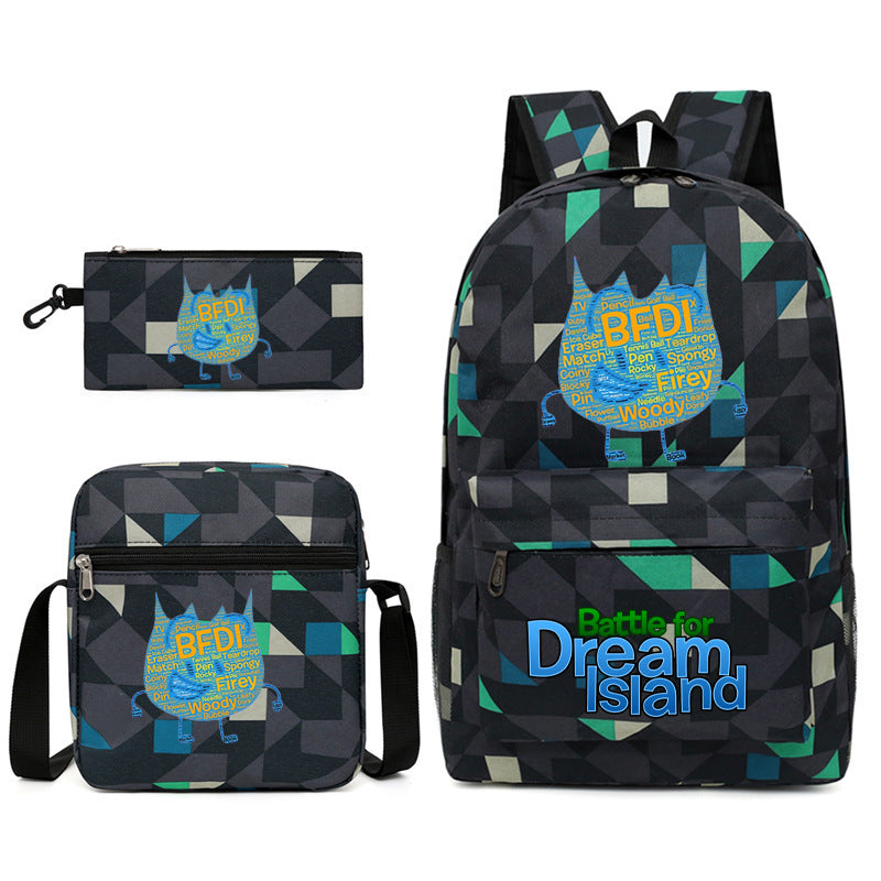 Battle for Dream Island Printed Schoolbag Backpack Shoulder Bag Pencil Bag 3pcs set for Kids Students