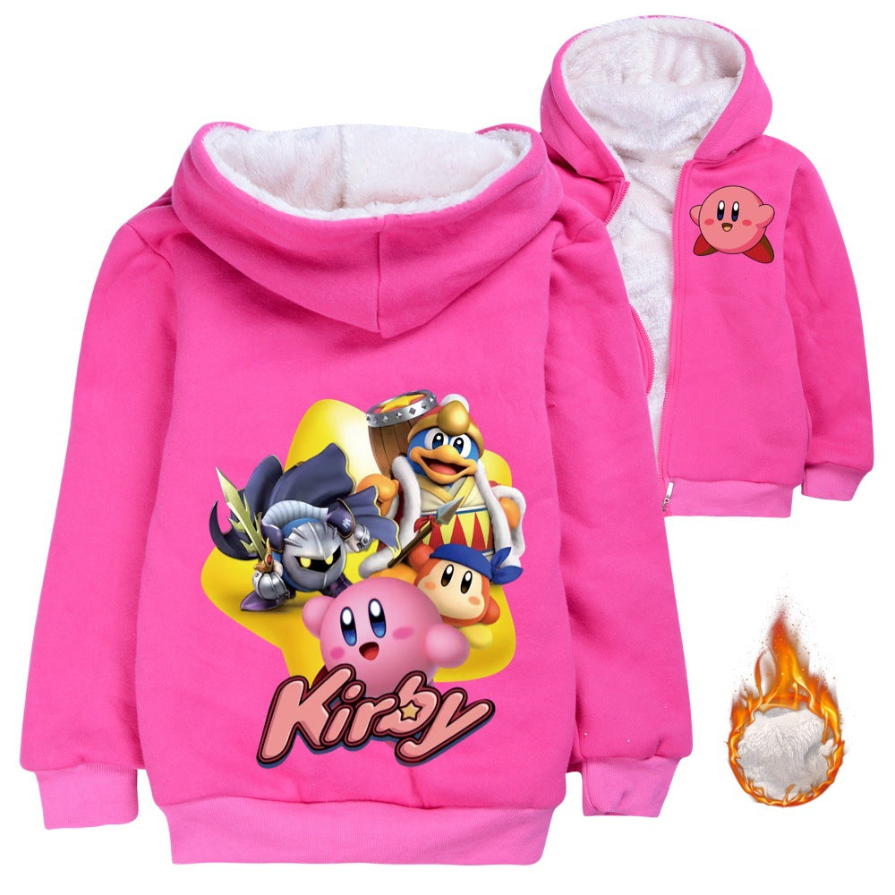 Kirby Sherpa Lined Hoodie Fleece Sweatshirt Full Zip Hooded Jacket for Kids