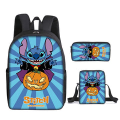 Stitch Full Printed Backpack Schoolbag Travel Notebook Bag Lunch Bag Pencil Bag for Kids Students 3PCS