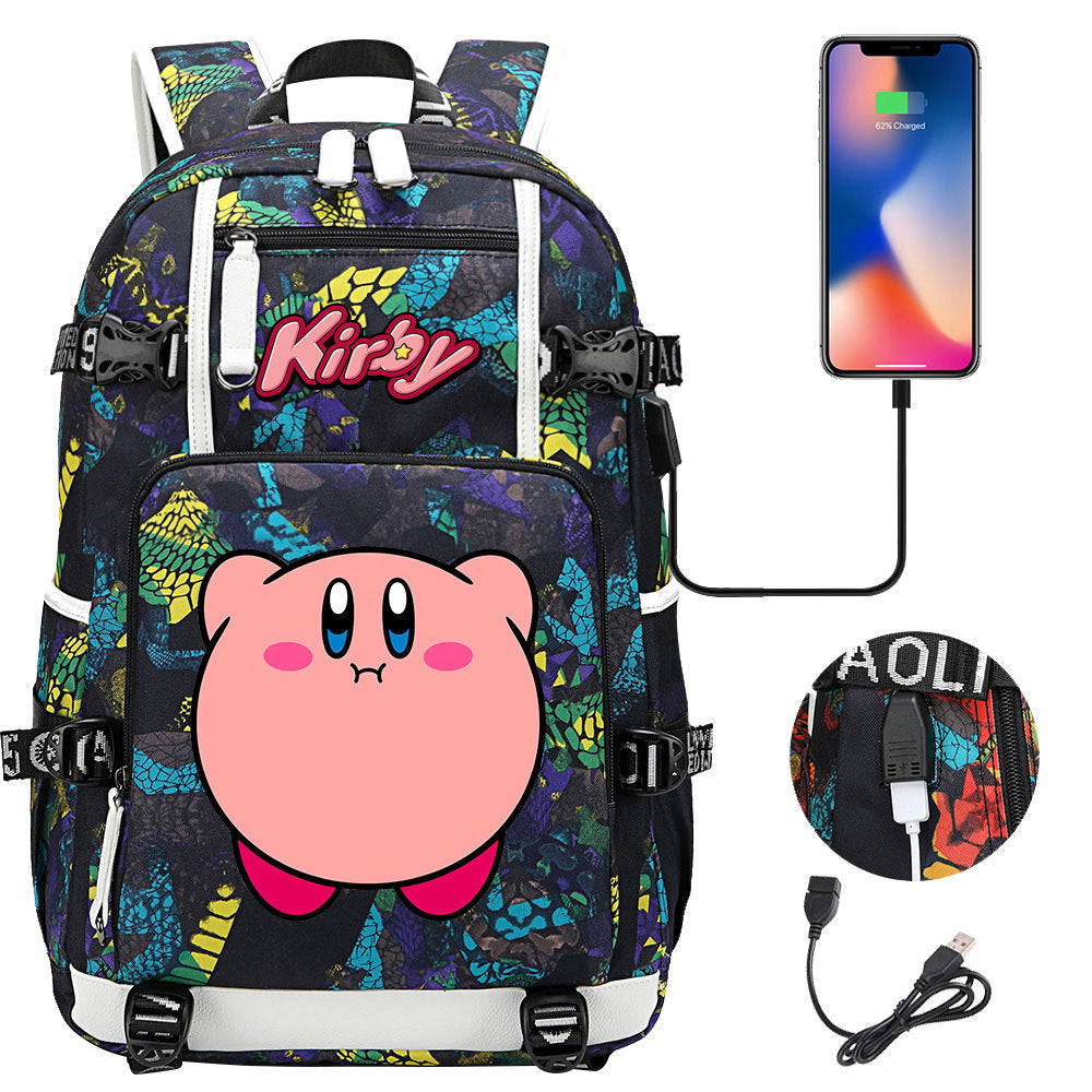 Kirby USB Charging Backpack School Notebook Travel Bags