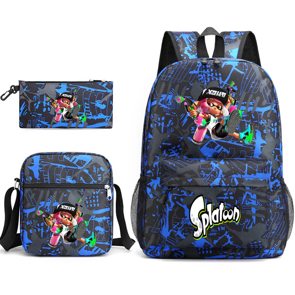 Splatoon Printed Schoolbag Backpack Shoulder Bag Pencil Bag 3pcs set for Kids Students