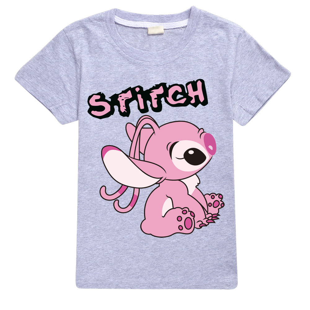 Stitch Casual Sweatshirt Spring Autumn Short Sleeve T-Shirts for Kids