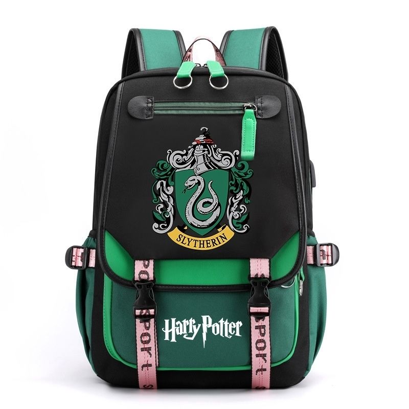 Gryffindor Slytherin Ravenclaw Hufflepuff Waterproof Backpack School Notebook Travel Bags USB Charging