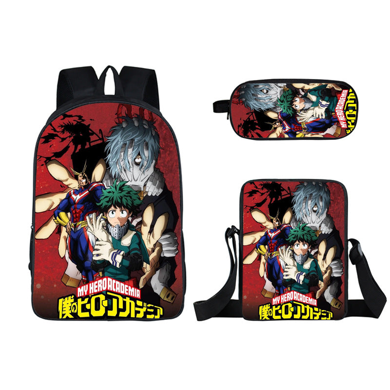 My Hero Academia Full Printed Backpack Schoolbag Travel Notebook Bag Lunch Bag Pencil Bag for Kids Students 3PCS