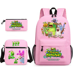 My Sing Monsters Printed Schoolbag Backpack Shoulder Bag Pencil Bag 3pcs set for Kids Students