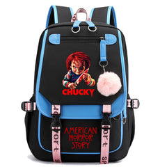 Childs play Chucky Back Waterproof Backpack School Notebook Travel Bags USB Charging