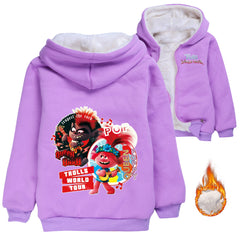 Trolls World Tour Sherpa Lined Hoodie Fleece Sweatshirt Full Zip Hooded Jacket for Kids