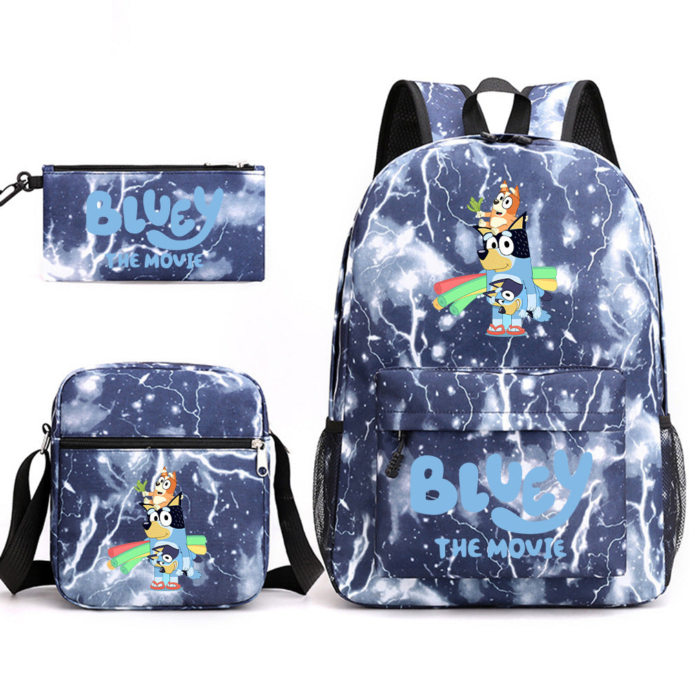 Blue Heeler Bingo Printed Schoolbag Backpack Shoulder Bag Pencil Bag 3pcs set for Kids Students