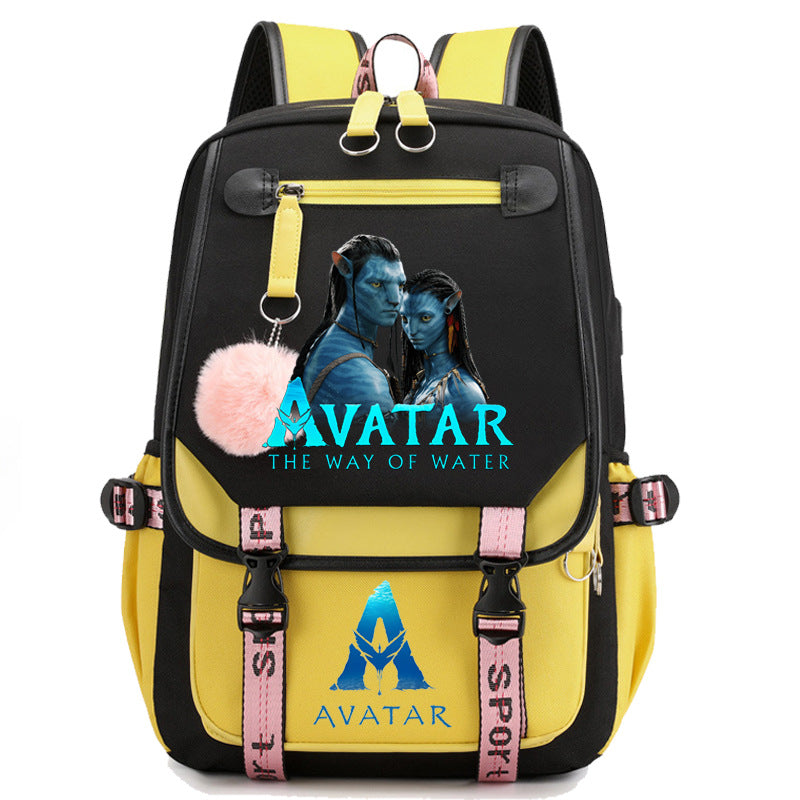 Avatar The Way of Water Waterproof Backpack School Notebook Travel Bags USB Charging