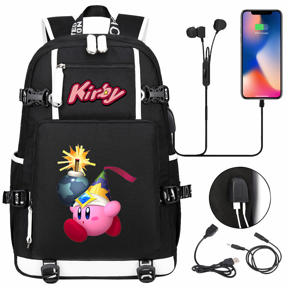 Kirby USB Charging Backpack School Notebook Travel Bags