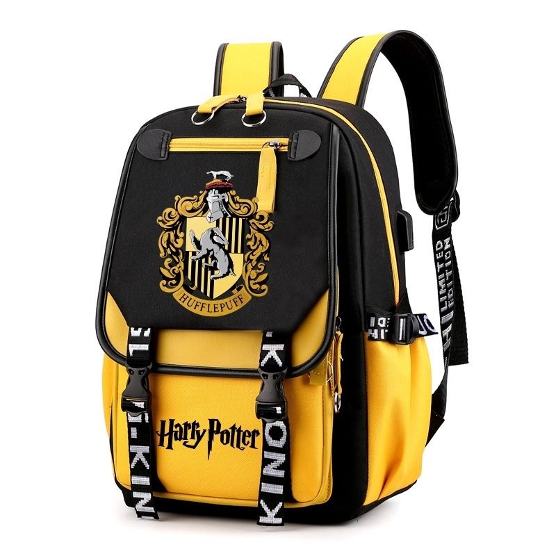 Gryffindor Slytherin Ravenclaw Hufflepuff Waterproof Backpack School Notebook Travel Bags USB Charging