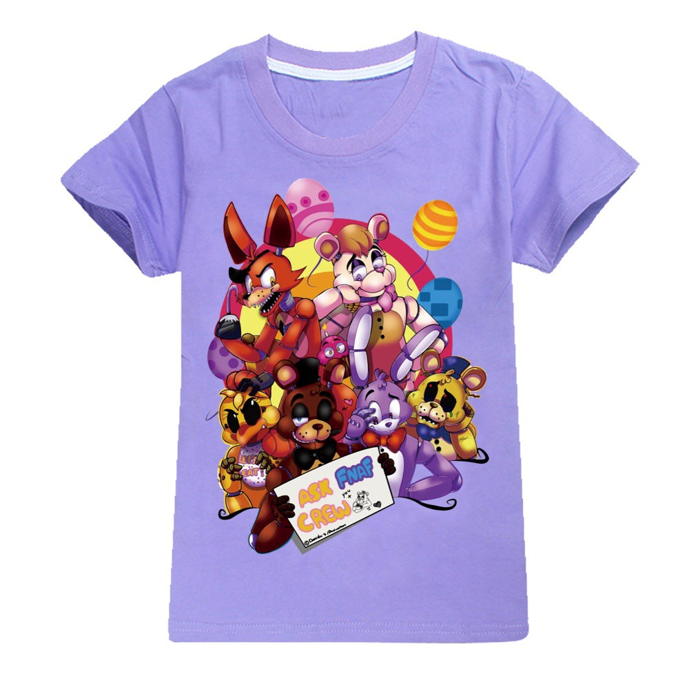 Five Nights at Freddys Casual Sweatshirt Spring Autumn Short Sleeve T-Shirts for Kids