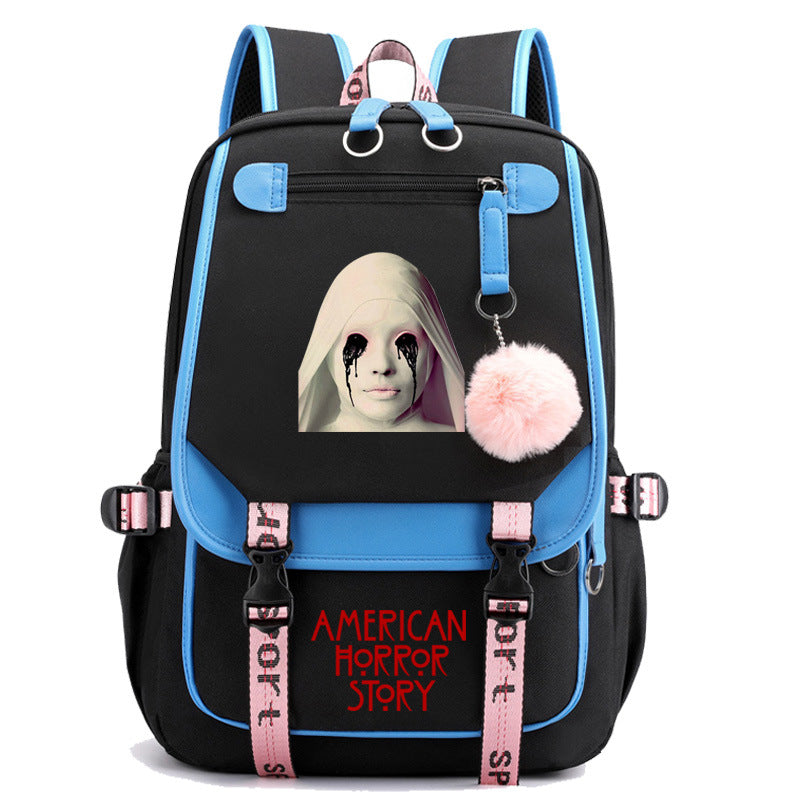 American Horror Movie Waterproof Backpack School Notebook Travel Bags USB Charging