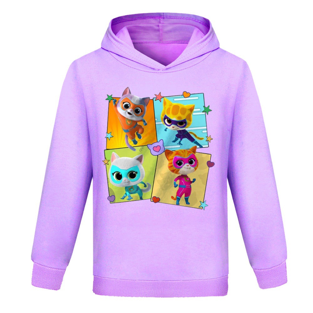 Super Kitties Casual Sweatshirt Spring Autumn Hoodie for Kids