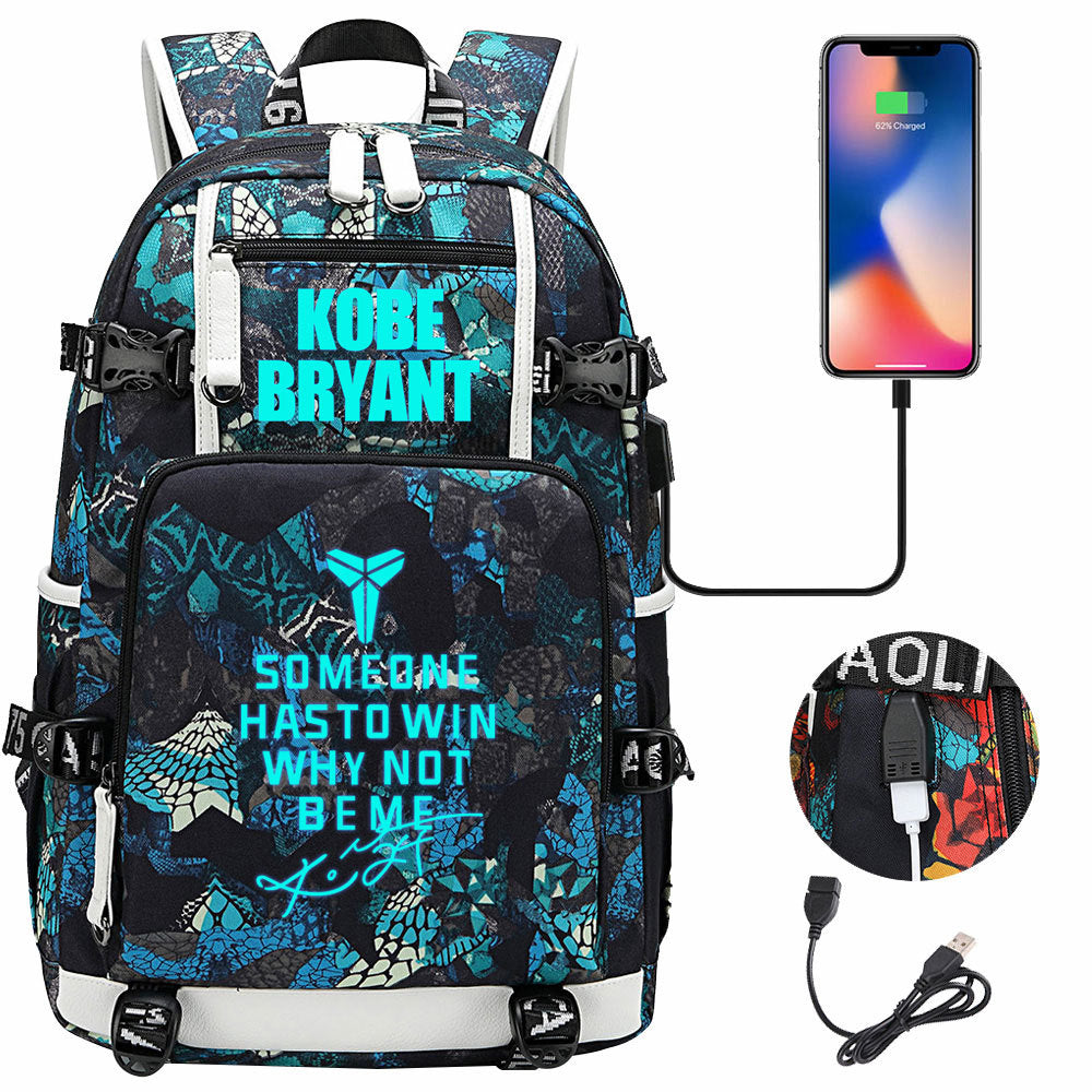 Kobe Basketball Black Mamba  USB Charging Backpack School Notebook Travel Bags