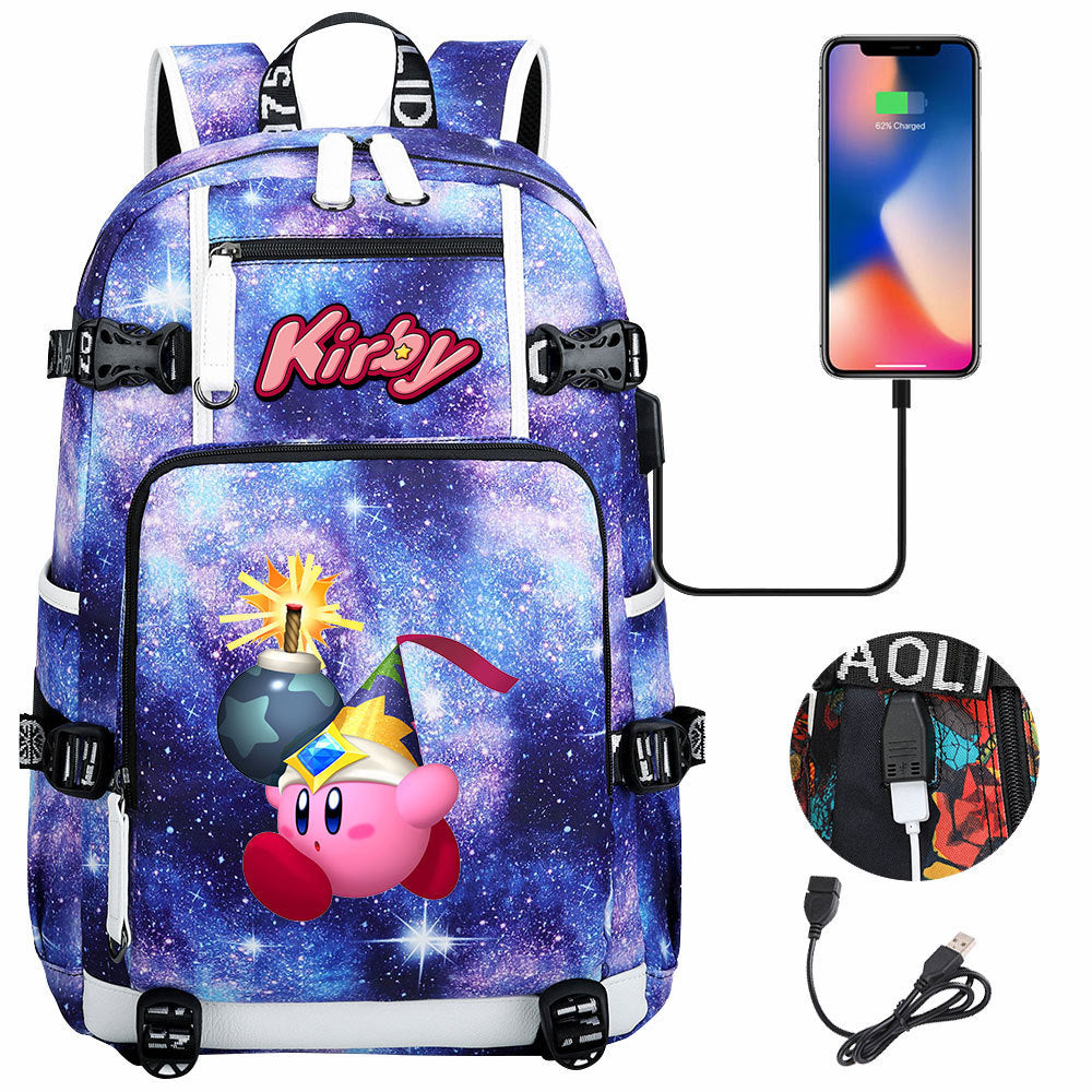 Kirby USB Charging Backpack School Notebook Travel Bags