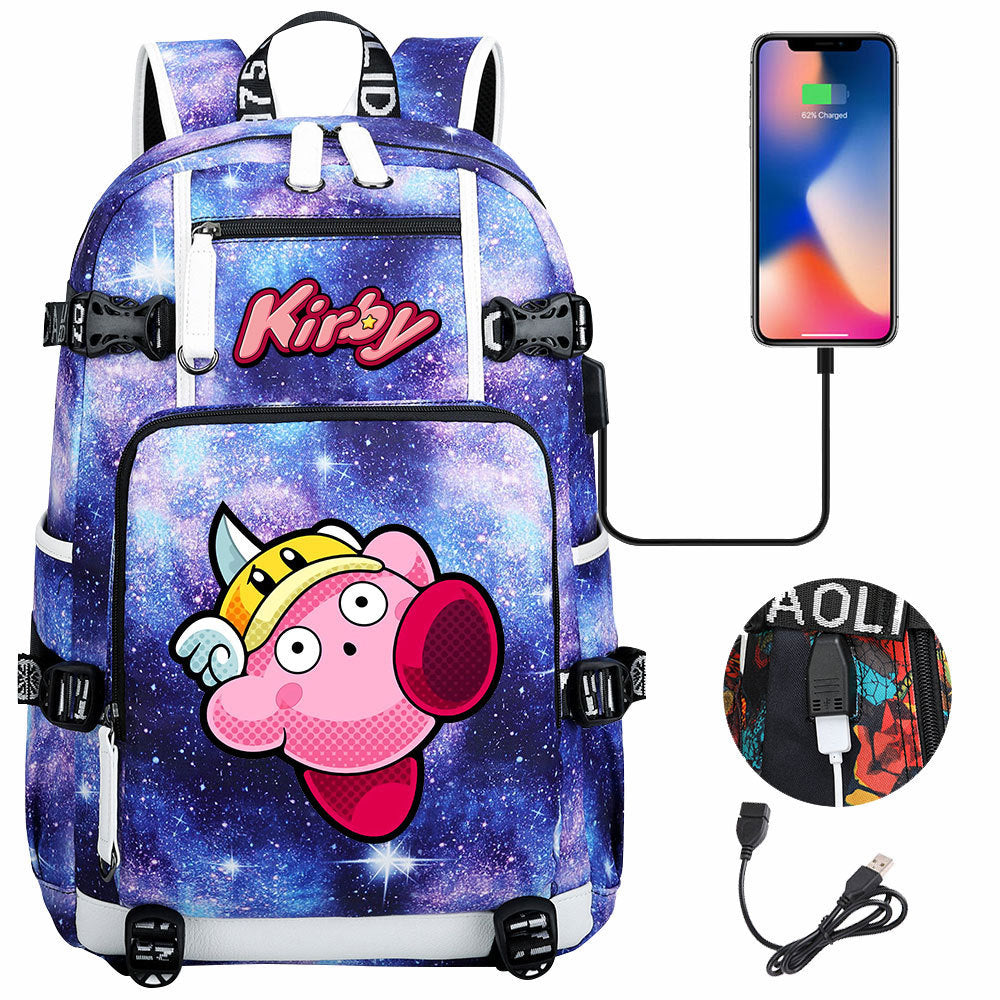 Kirby USB Charging Backpack School Notebook Travel Bags