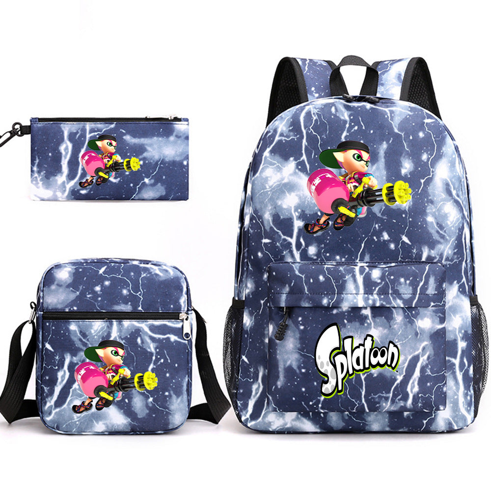 Splatoon Printed Schoolbag Backpack Shoulder Bag Pencil Bag 3pcs set for Kids Students