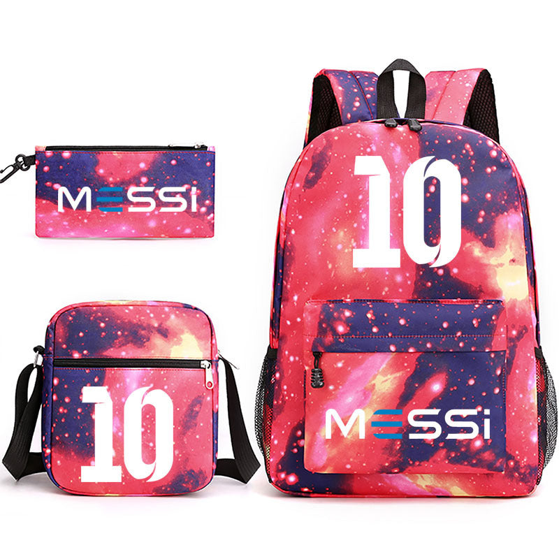 Lionel Football Player Schoolbag Backpack Shoulder Bag Pencil Case set for Kids Students