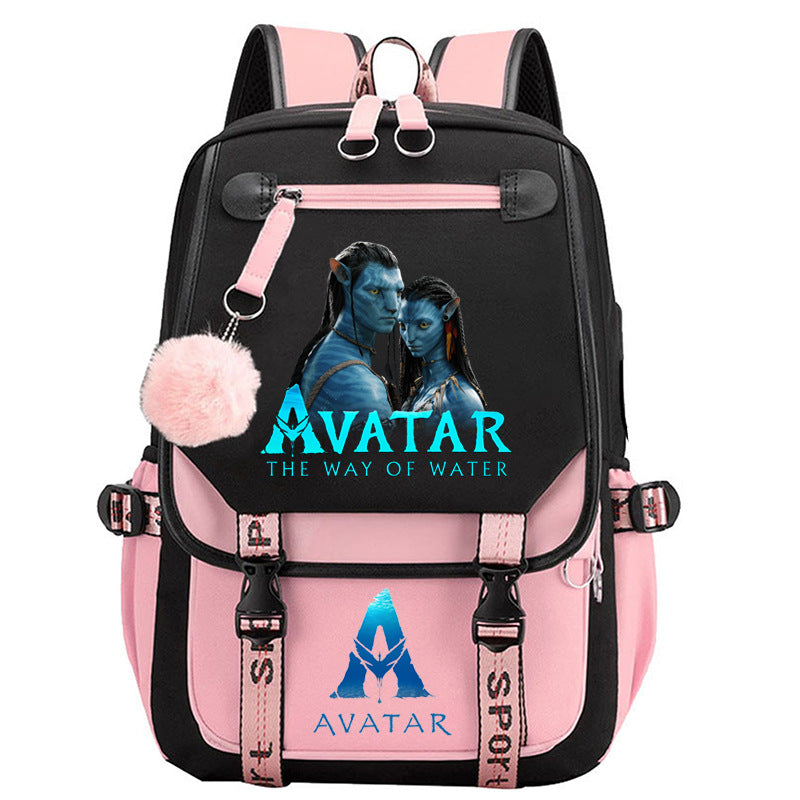 Avatar The Way of Water Waterproof Backpack School Notebook Travel Bags USB Charging