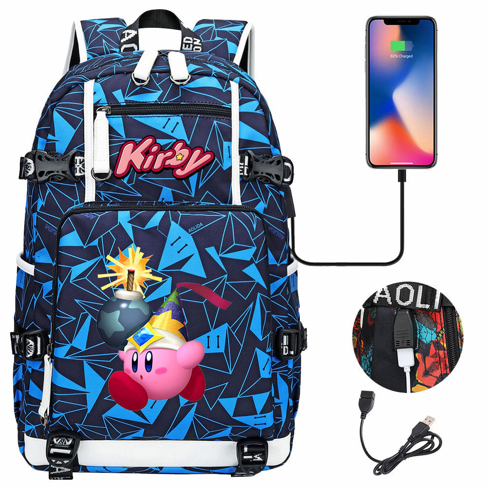 Kirby USB Charging Backpack School Notebook Travel Bags