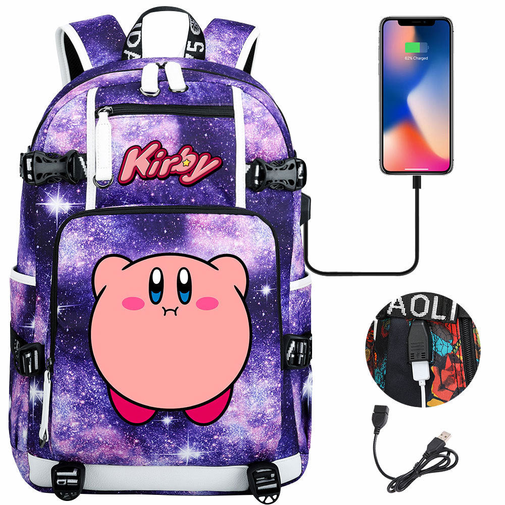 Kirby USB Charging Backpack School Notebook Travel Bags