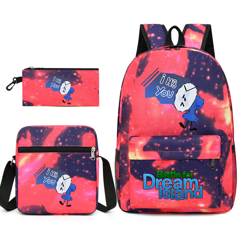 Battle for Dream Island Printed Schoolbag Backpack Shoulder Bag Pencil Bag 3pcs set for Kids Students