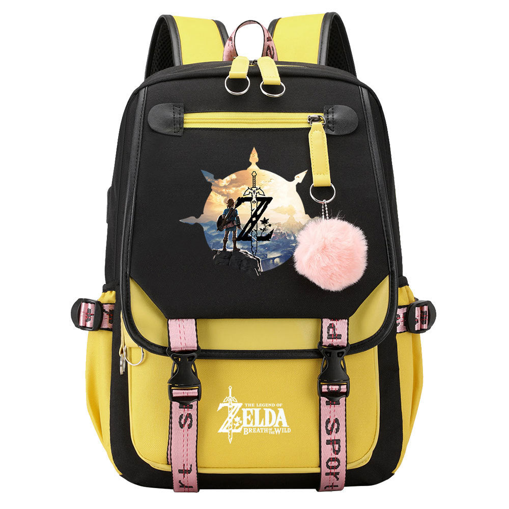 The Legend of Zelda Tears of the Kingdom  Waterproof Backpack School Notebook Travel Bags USB Charging