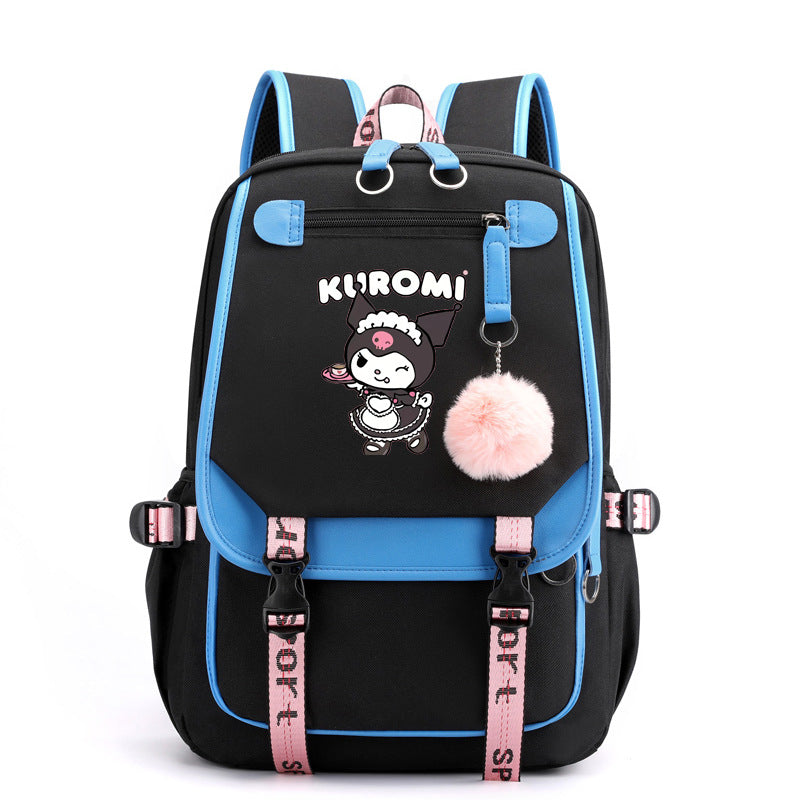 Kuromi Waterproof Backpack School Notebook Travel Bags USB Charging