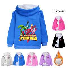 Spiderman Superhero Sherpa Lined Hoodie Fleece Sweatshirt Full Zip Hooded Jacket for Kids