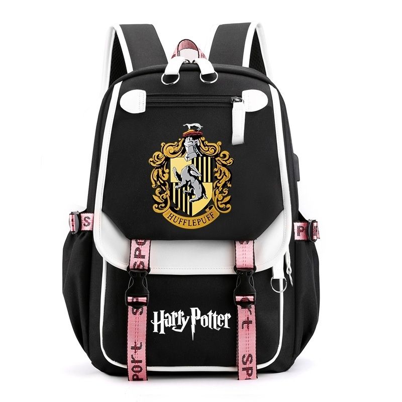 Gryffindor Slytherin Ravenclaw Hufflepuff Waterproof Backpack School Notebook Travel Bags USB Charging