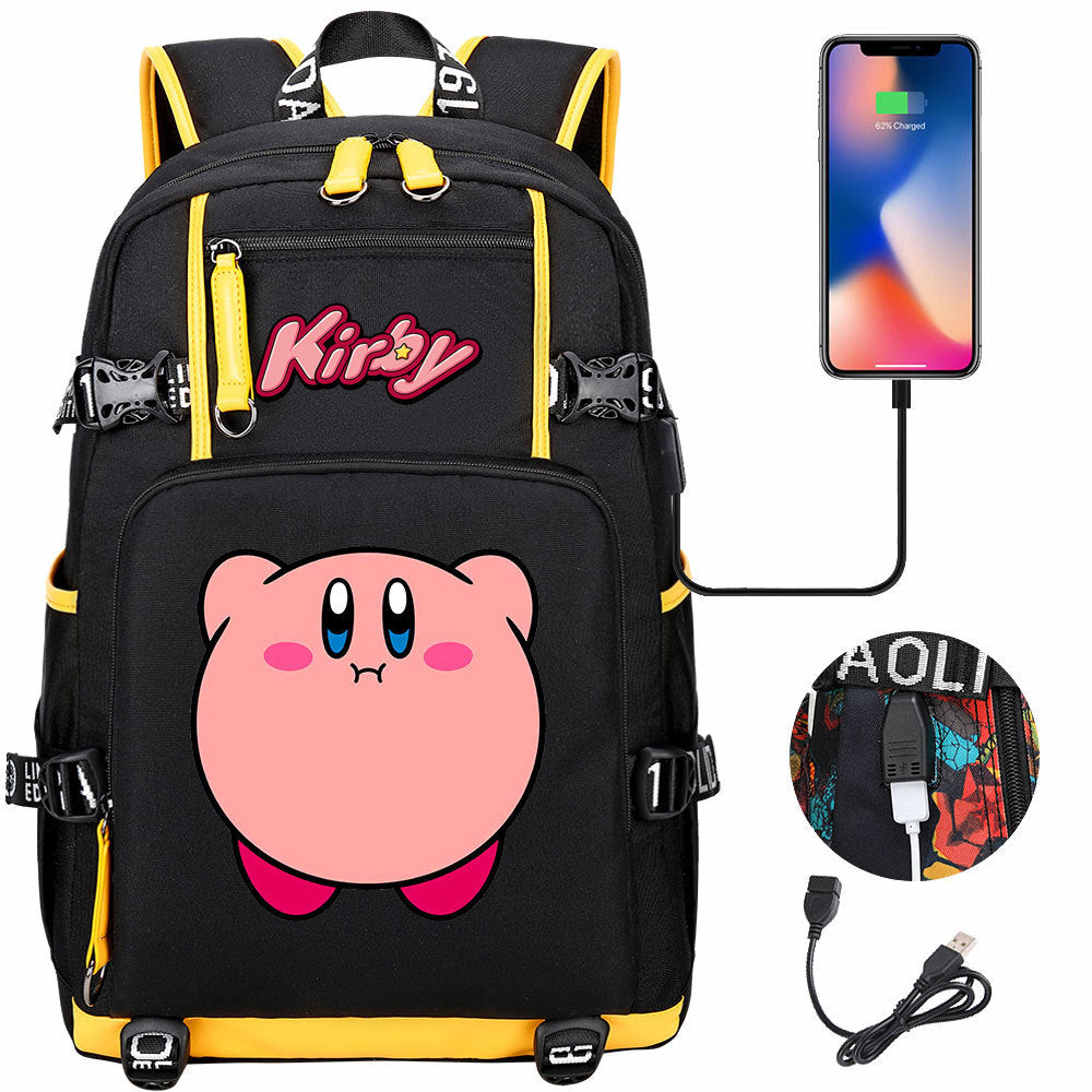 Kirby USB Charging Backpack School Notebook Travel Bags