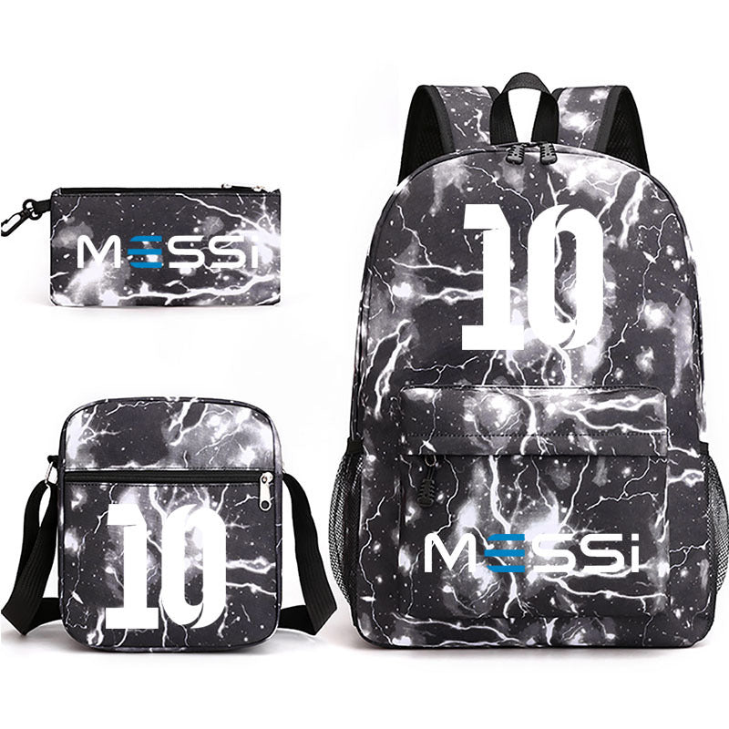 Lionel Football Player Schoolbag Backpack Shoulder Bag Pencil Case set for Kids Students