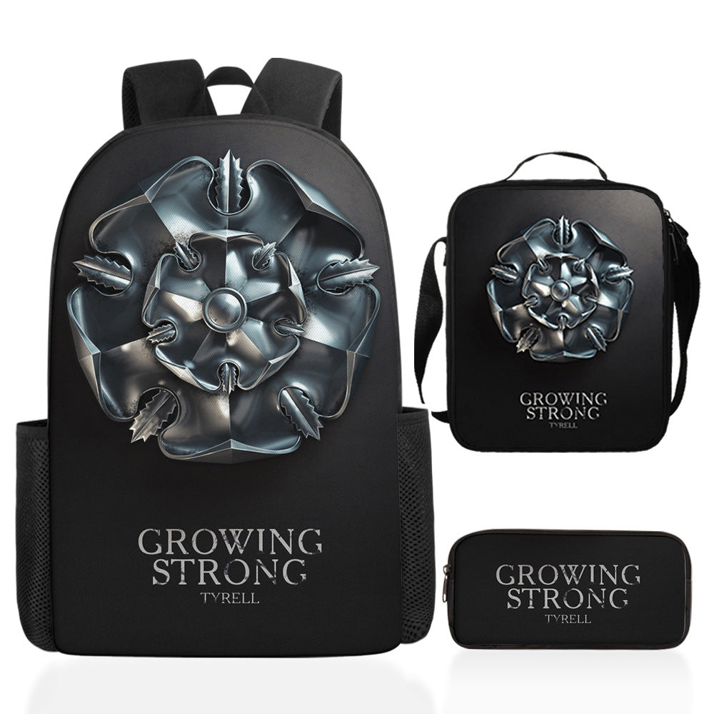Game of Thrones Full Printed Backpack Schoolbag Travel Notebook Bag Lunch Bag Pencil Bag for Kids Students 3PCS