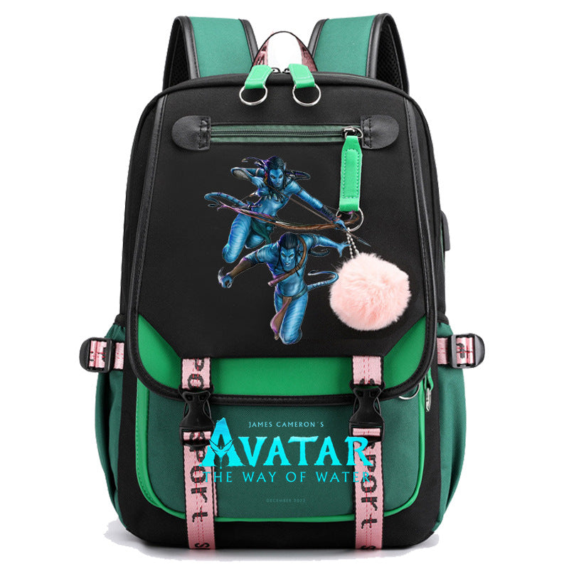 Avatar The Way of Water Waterproof Backpack School Notebook Travel Bags USB Charging